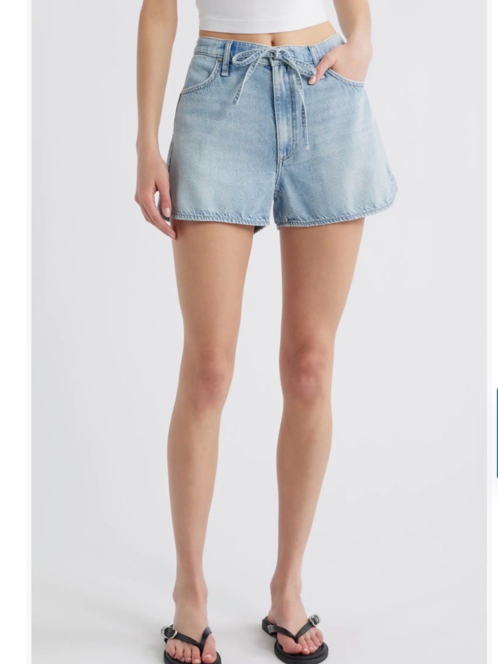 NEW Current/Elliott Light Blue Tie-Waist SOFT RELAXED FIT Denim JEAN Shorts SZ 8